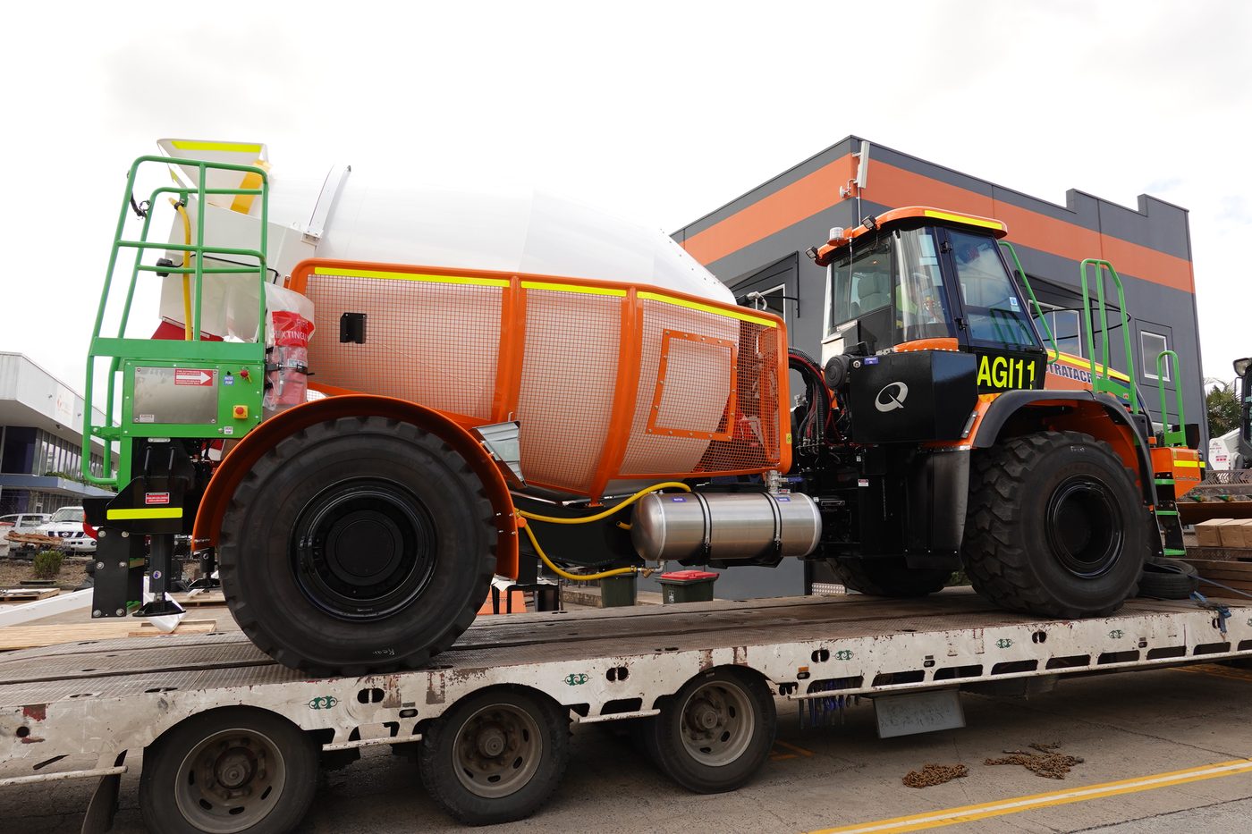 Q-AGI-718 agitator loaded on a low-loader for delivery