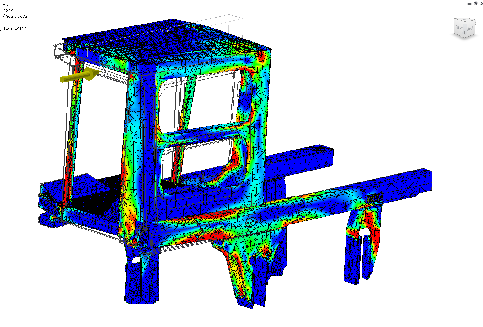Finite element analysis of a QMW structure under 550 kN lateral load