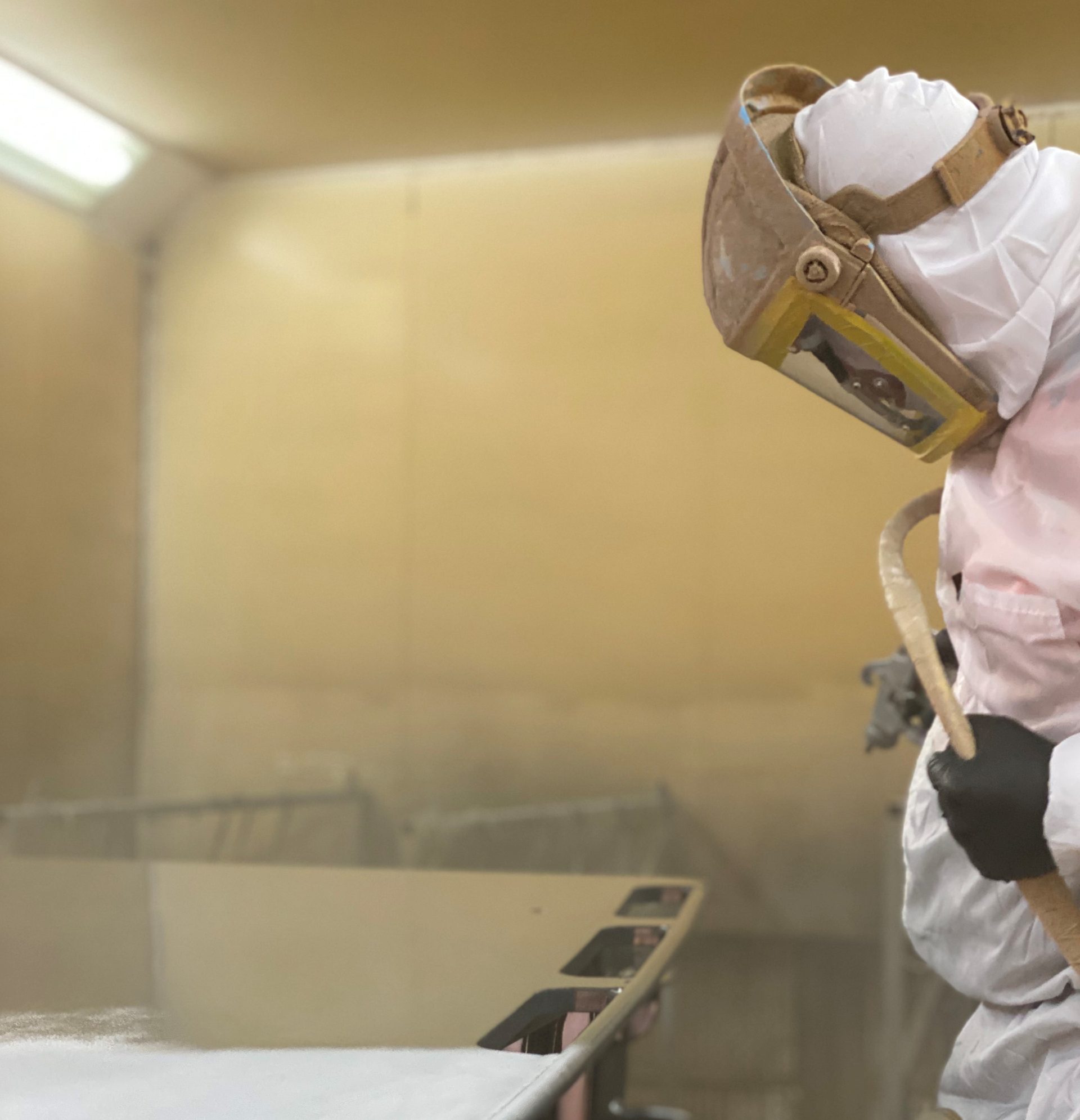 Spray painting in the QMW heated booth